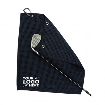 Microfiber Trifold Waffle Golf Towel with Hook
